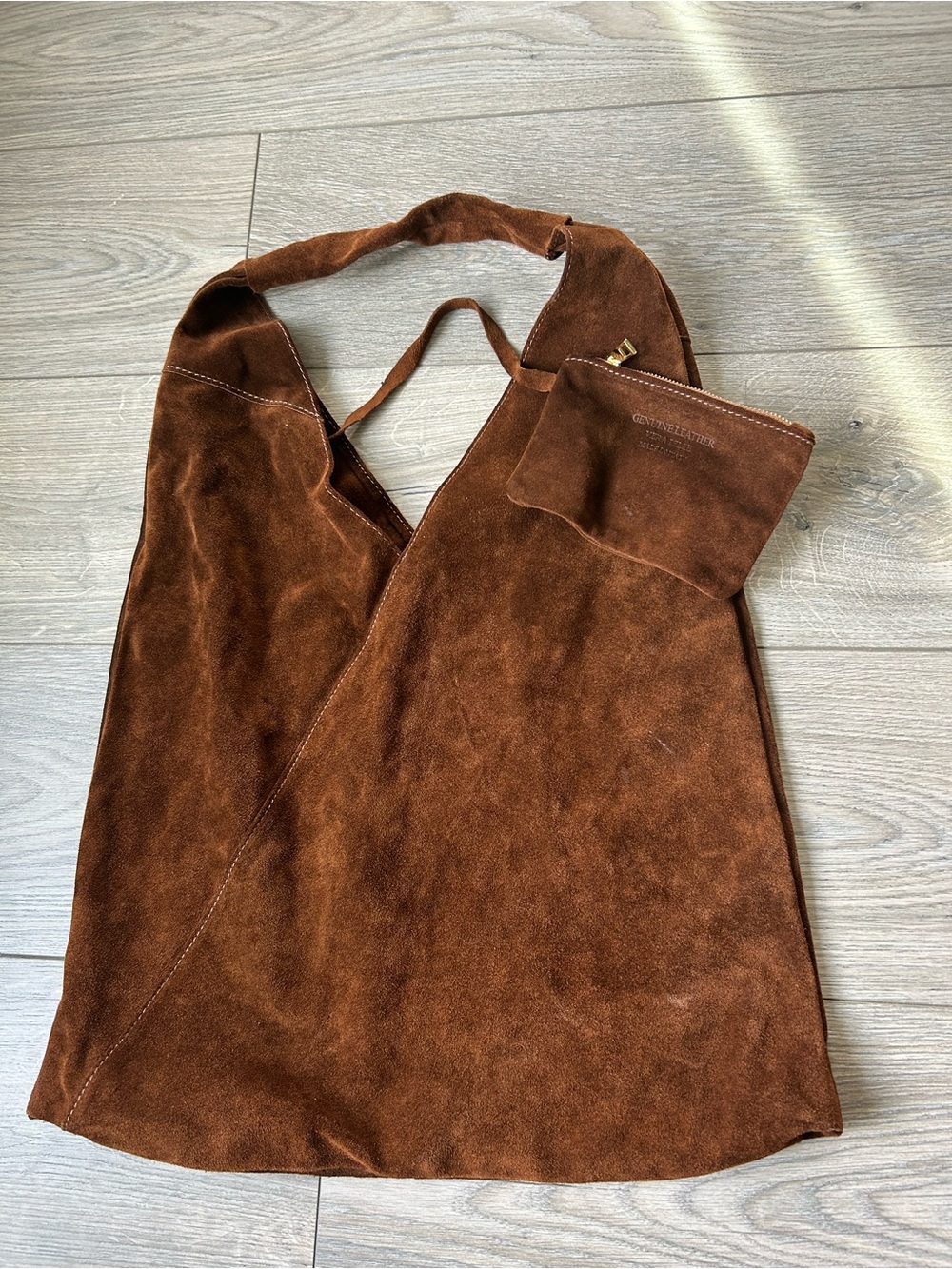 Brown Suede Hobo Slouchy Shoulder Bag - Picture 3 of 10